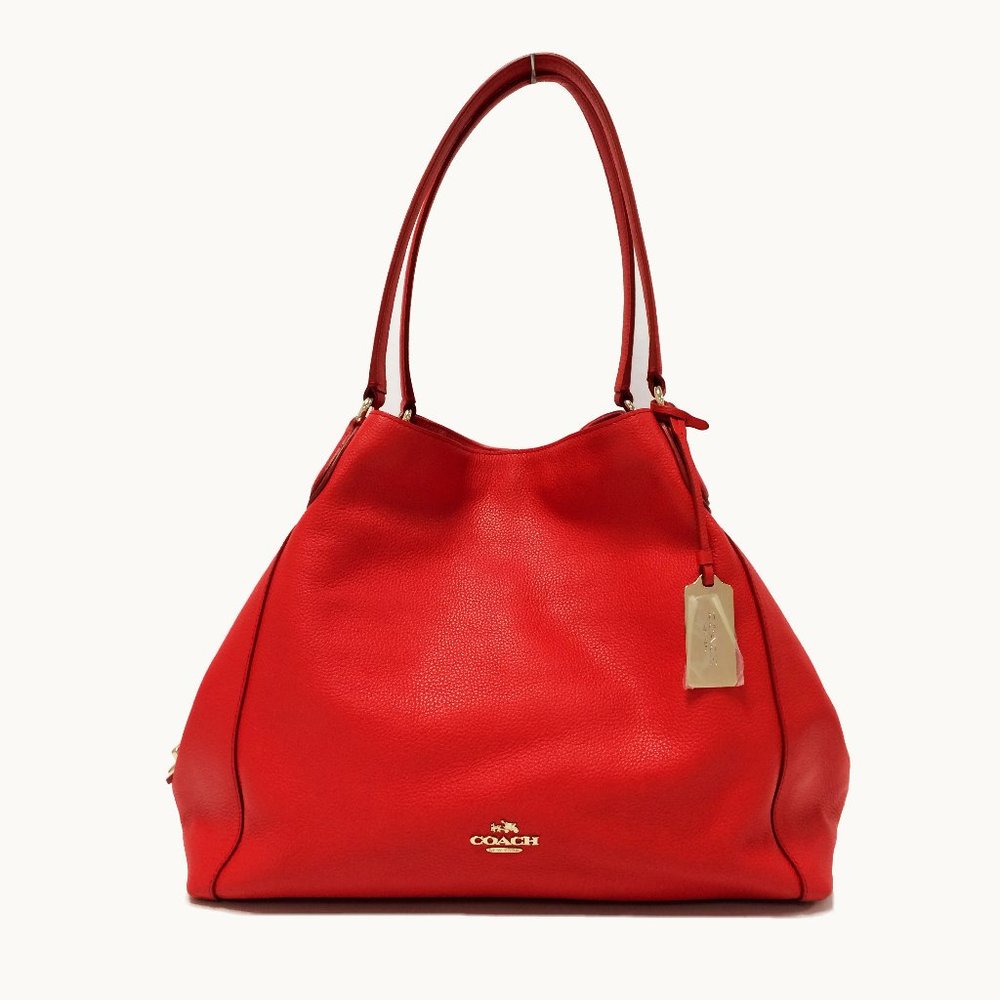 $200 Special COACH 33547 Edie Pebbled Leather Coral Bag